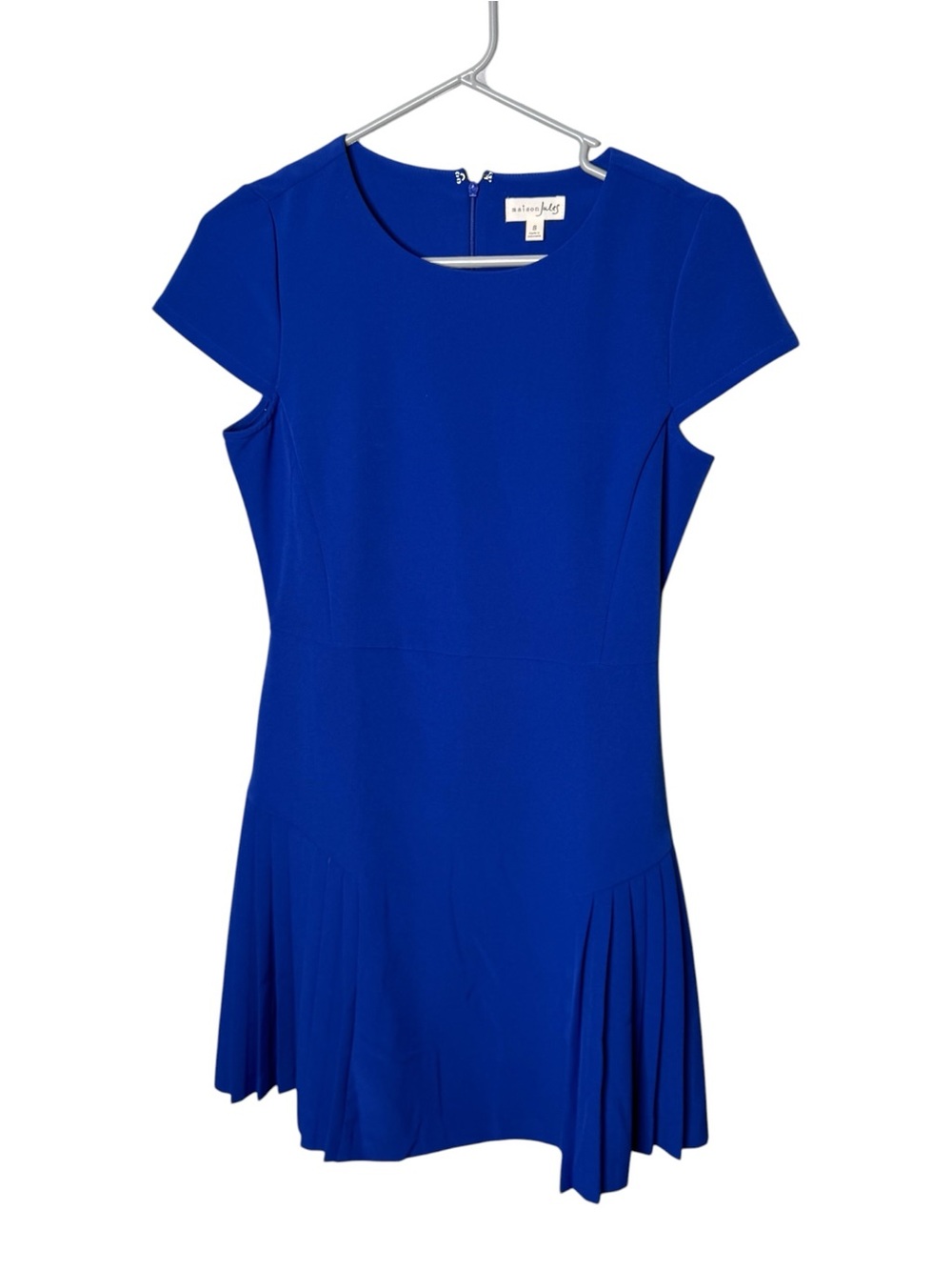 Maison Jules Royal Blue Size S Short Sleeve Pleated Hem Dress